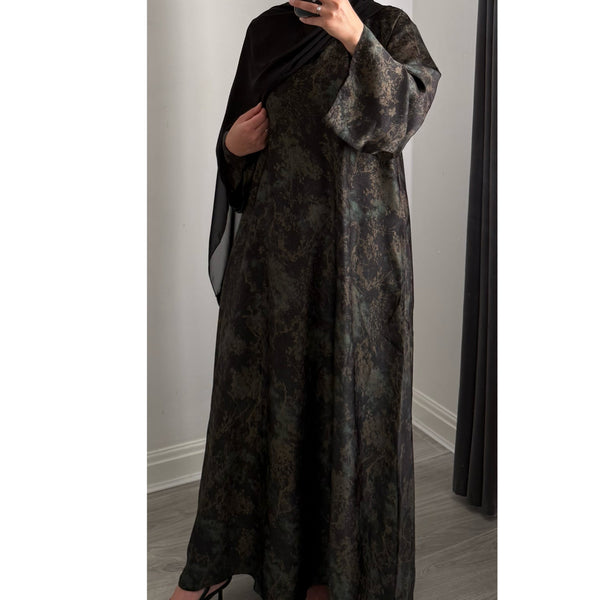 LIMITED EDITION INAYAT PRINTED ABAYA GREEN MIX