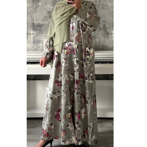 LIMITED EDITION Amara open abaya with button - green