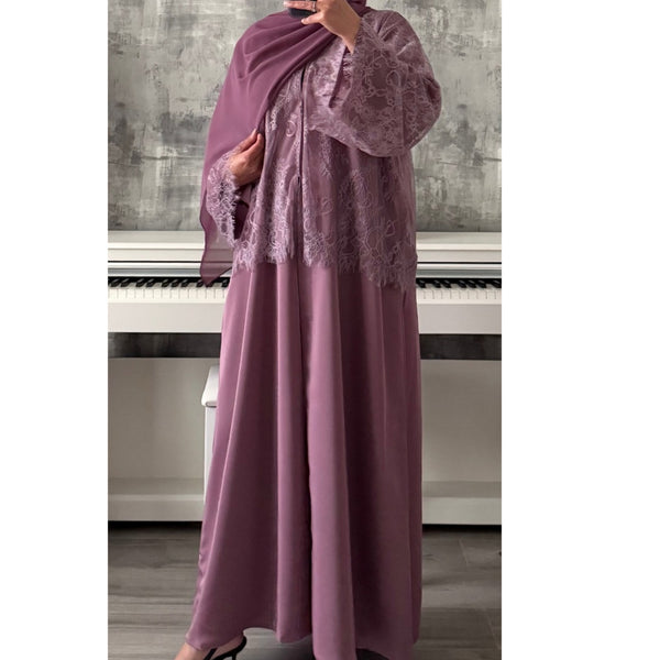MARWA LACE ABAYA LILAC