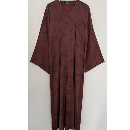 DEENA JACQUARD OPEN ABAYA WITH BUTTONS BLACK