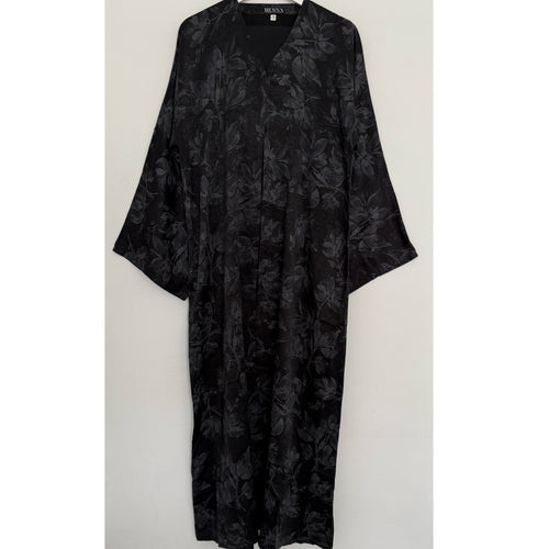 ANEESA FLOWER OPEN ABAYA BLACK