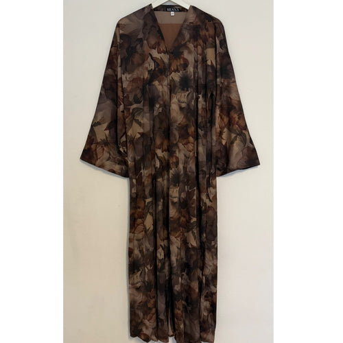 YUSRA 2.0 OPEN ABAYA WITH BUTTONS - BROWN MIX