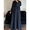 AZRA JACQUARD CLOSED PRINT ABAYA NAVY