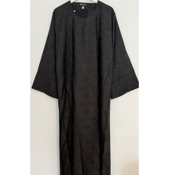 AZRA JACQUARD CLOSED PRINT ABAYA BLACK