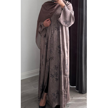 LIMITED EDITION 2 PIECE SET YUSRA 3.0 OPEN ABAYA WITH BUTTONS - BROWN