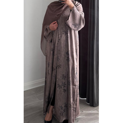 LIMITED EDITION HIBA OPEN ABAYA WITH BUTTONS - MUAVE