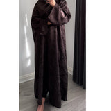 DEENA 2.0 JACQUARD OPEN ABAYA WITH BUTTONS BROWN