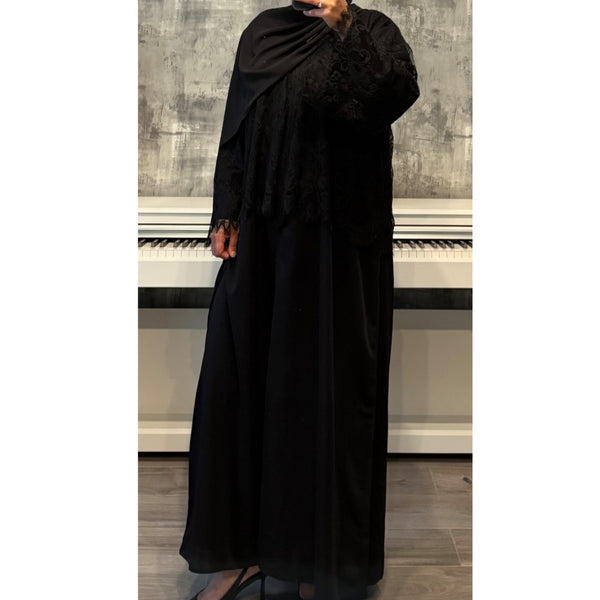 MARWA LACE ABAYA BLACK