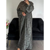 AZRA JACQUARD CLOSED PRINT ABAYA GREY