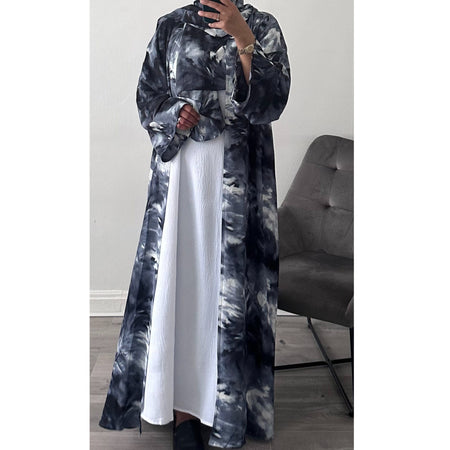 AMBER DARK GREY LACE ABAYA