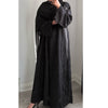 DEENA JACQUARD OPEN ABAYA WITH BUTTONS BLACK
