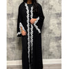SIYAANA OPEN LACE ABAYA WITH BUTTONS WHITE