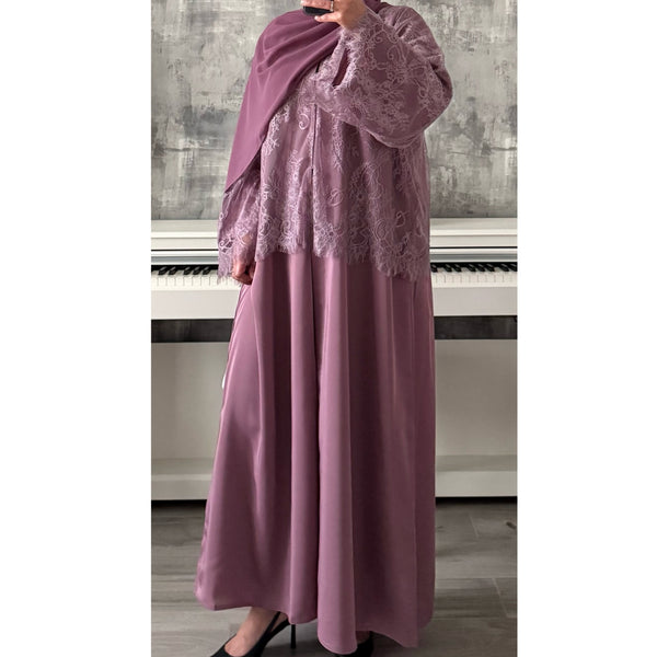 MARWA LACE ABAYA LILAC