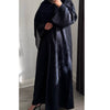DEENA JACQUARD OPEN ABAYA WITH BUTTONS NAVY