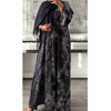 TIE DYE MARBLE OPEN ABAYA WITH BUTTONS - Grey/Blue