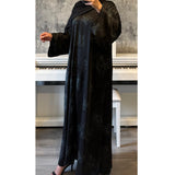 LIMITED EDITION FLOWER PRINTED OPEN ABAYA WITH BUTTONS - GREEN PRINT