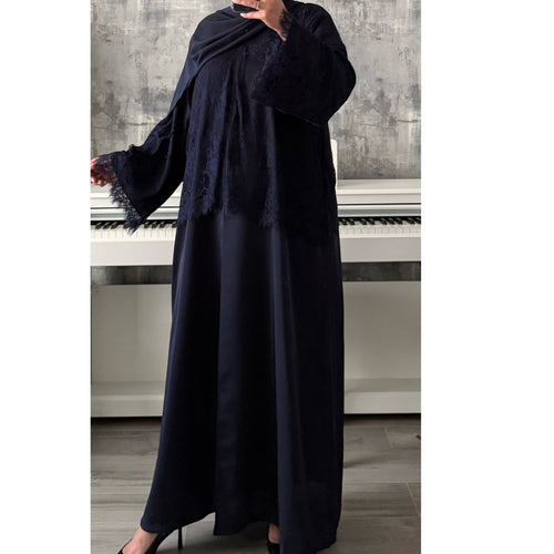 MARWA LACE ABAYA NAVY