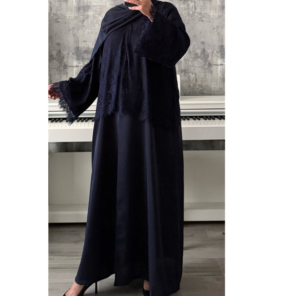 MARWA LACE ABAYA NAVY