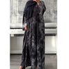 TIE DYE MARBLE OPEN ABAYA WITH BUTTONS - Grey/Blue