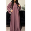 AIRAH CLOSED LACE ABAYA WITH POCKET DUSTY PINK