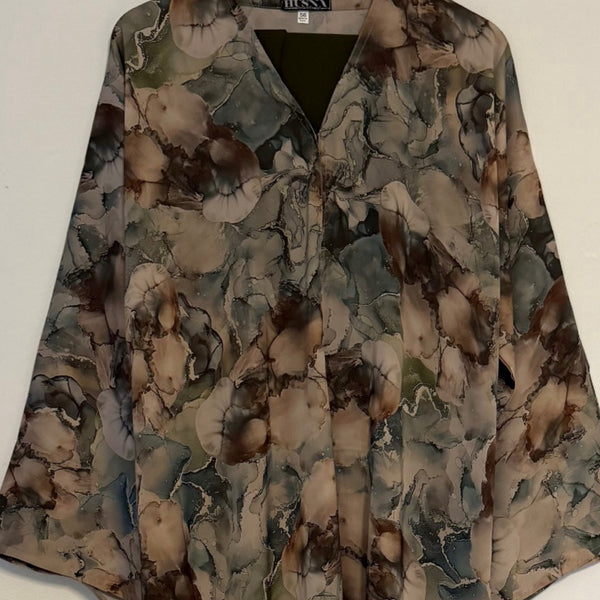 LIMITED EDITION YUSRA 4.0 OPEN ABAYAS WITH BUTTONS  - GREEN MIX
