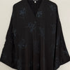 LIMITED EDITION FLOWER PRINTED OPEN ABAYA WITH BUTTONS - BLUE PRINT