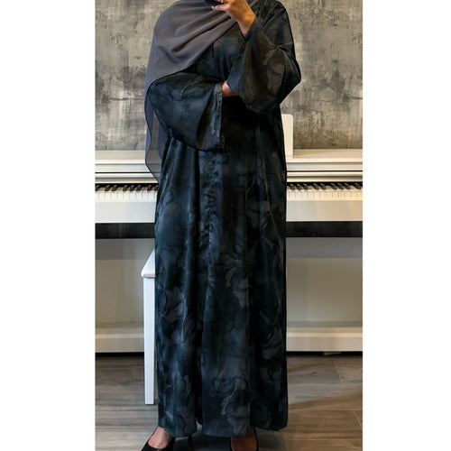 LIMITED EDITION 2 PIECE SET YUSRA 3.0 OPEN ABAYA COLLECTION WITH BUTTONS - TEAL