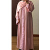 SIYAANA OPEN LACE ABAYA WITH BUTTONS - PINK