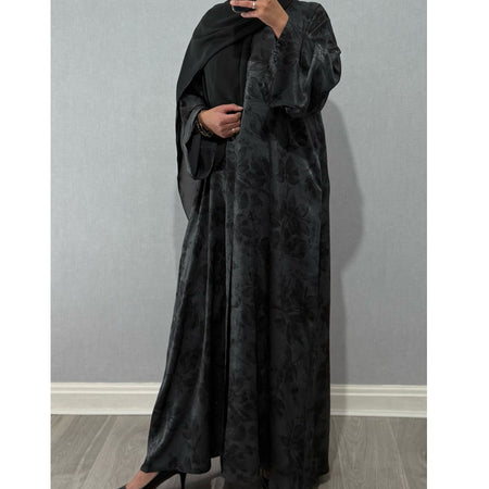 AZRA JACQUARD CLOSED PRINT ABAYA KHAKI