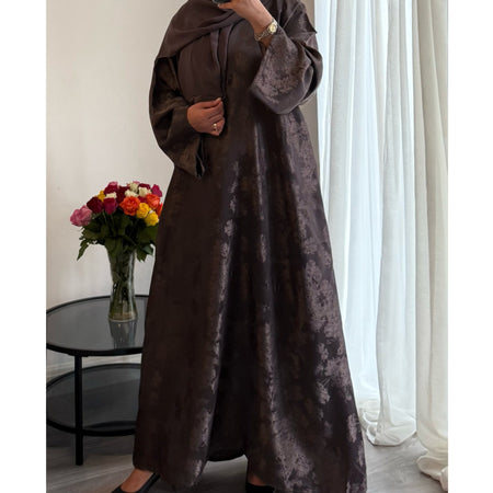 CLOSED MARBLE PRINT ABAYA WITH MATCHING HIJAB BLUE