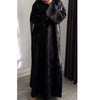 DEENA 2.0 JACQUARD OPEN ABAYA WITH BUTTONS BLACK