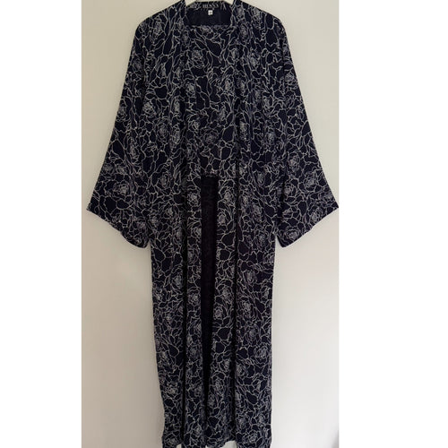 LIYAANA CHIFFON PRINTED ABAYA/KIMONO BLUE