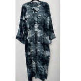ABSTRACT PRINTED OPEN ABAYA GREEN