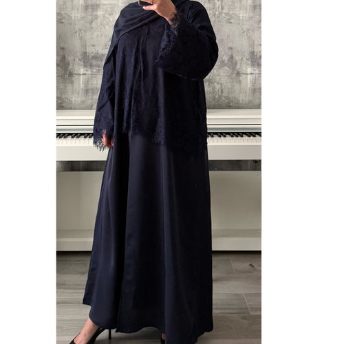 MARWA LACE ABAYA NAVY