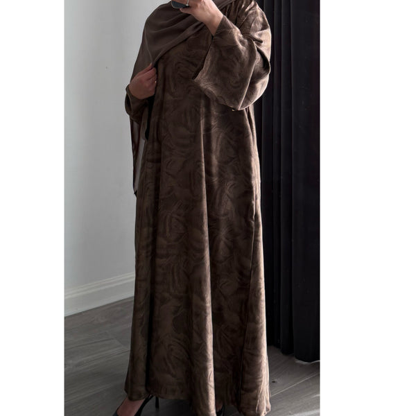 YARA 3.0 CLOSED ABAYA WITH POCKET - BEIGE/BROWN