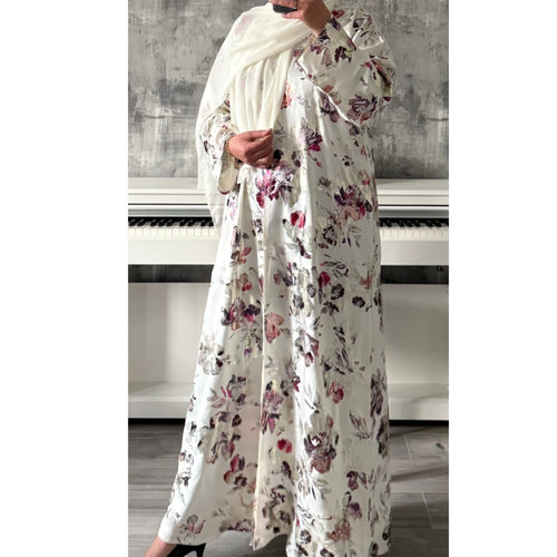 LIMITED EDITION Amara open abaya with buttons - cream