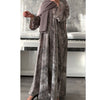 TIE DYE MARBLE OPEN ABAYA WITH BUTTONS - Mauve