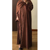 SIYAANA OPEN LACE ABAYA WITH BUTTONS - BROWN