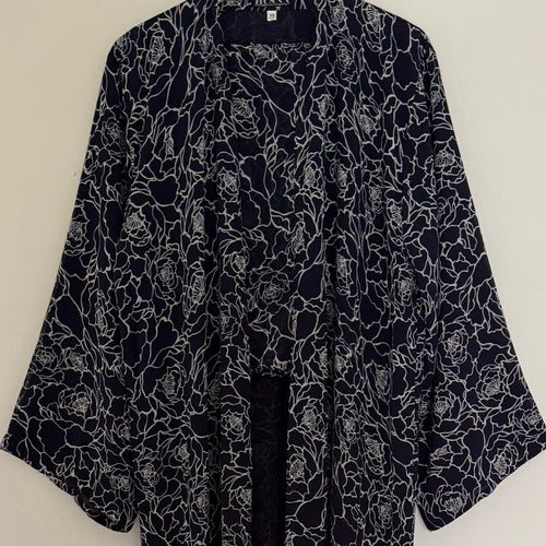 LIYAANA CHIFFON PRINTED ABAYA/KIMONO BLUE