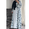 CHALKY GREY BLUE PRINTED ABAYA