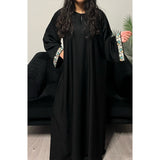 AIRAH CLOSED LACE ABAYA WITH POCKET BLACK