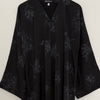 LIMITED EDITION FLOWER PRINTED OPEN ABAYA WITH BUTTONS - GREY PRINT