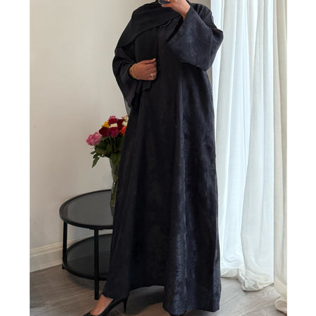 CLOSED MARBLE PRINT ABAYA WITH MATCHING HIJAB BLUE