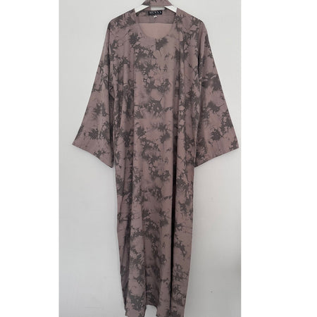 YARA PRINTED CLOSED ABAYA BROWN