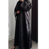 DEENA 2.0 JACQUARD OPEN ABAYA WITH BUTTONS BLACK