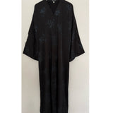 LIMITED EDITION FLOWER PRINTED OPEN ABAYA WITH BUTTONS - GREEN PRINT