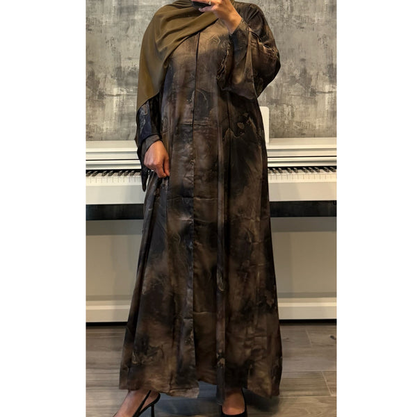MARBLE PRINT 2.0 OPEN ABAYA WITH BUTTONS - MIX