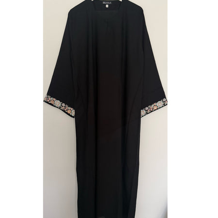 PINK FLOWER BLOSSOM CHIFFON OPEN ABAYA