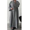 LINEN ABAYA GREY WITH TWO POCKETS