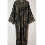 YUSRA PRINTED OPEN ABAYA WITH BUTTONS - Green